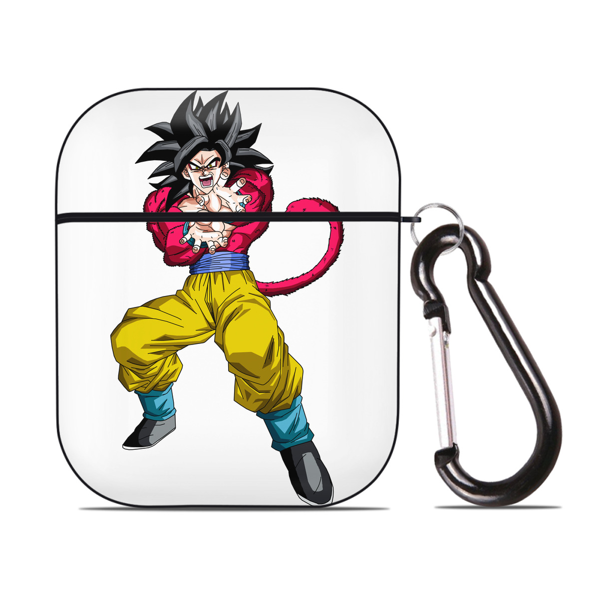 （画像用） ドラゴンボール 孫悟空（そん ごくう）Son Goku カカロット DRAGON BALL Kakarotto AirPods 第2世代保護ケース ハードシェル ブラック 耐衝撃・防指紋・カラビナ付き