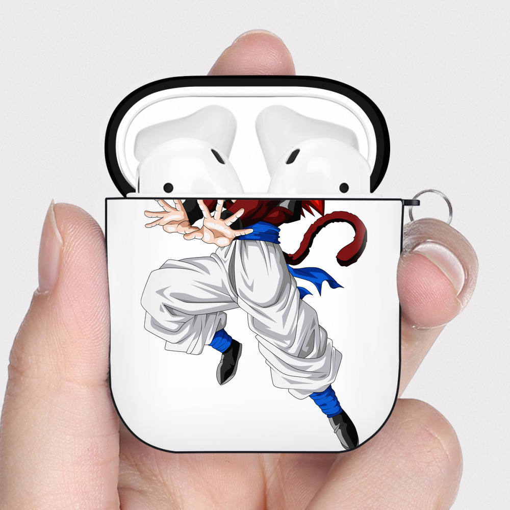 （画像用） ドラゴンボール 孫悟空（そん ごくう）Son Goku カカロット DRAGON BALL Kakarotto AirPods 第2世代保護ケース ハードシェル ブラック 耐衝撃・防指紋・カラビナ付き