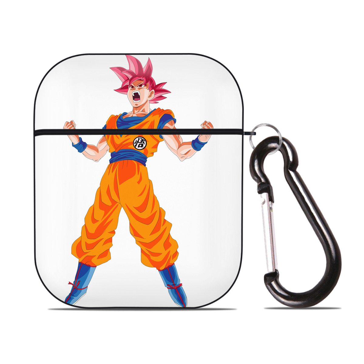 （画像用） ドラゴンボール 孫悟空（そん ごくう）Son Goku カカロット DRAGON BALL Kakarotto AirPods 第2世代保護ケース ハードシェル ブラック 耐衝撃・防指紋・カラビナ付き