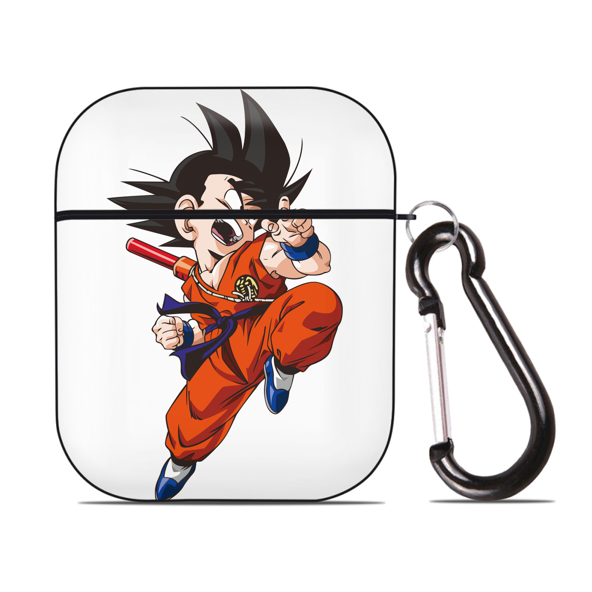 （画像用） ドラゴンボール 孫悟空（そん ごくう）Son Goku カカロット DRAGON BALL Kakarotto AirPods 第2世代保護ケース ハードシェル ブラック 耐衝撃・防指紋・カラビナ付き