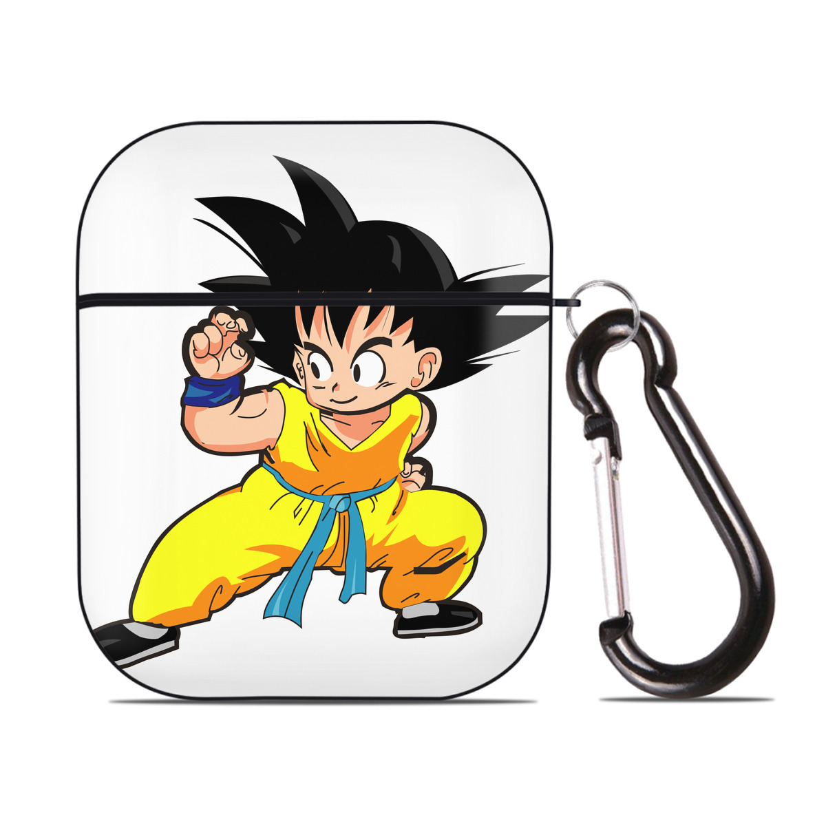 （画像用） ドラゴンボール 孫悟空（そん ごくう）Son Goku カカロット DRAGON BALL Kakarotto AirPods 第2世代保護ケース ハードシェル ブラック 耐衝撃・防指紋・カラビナ付き