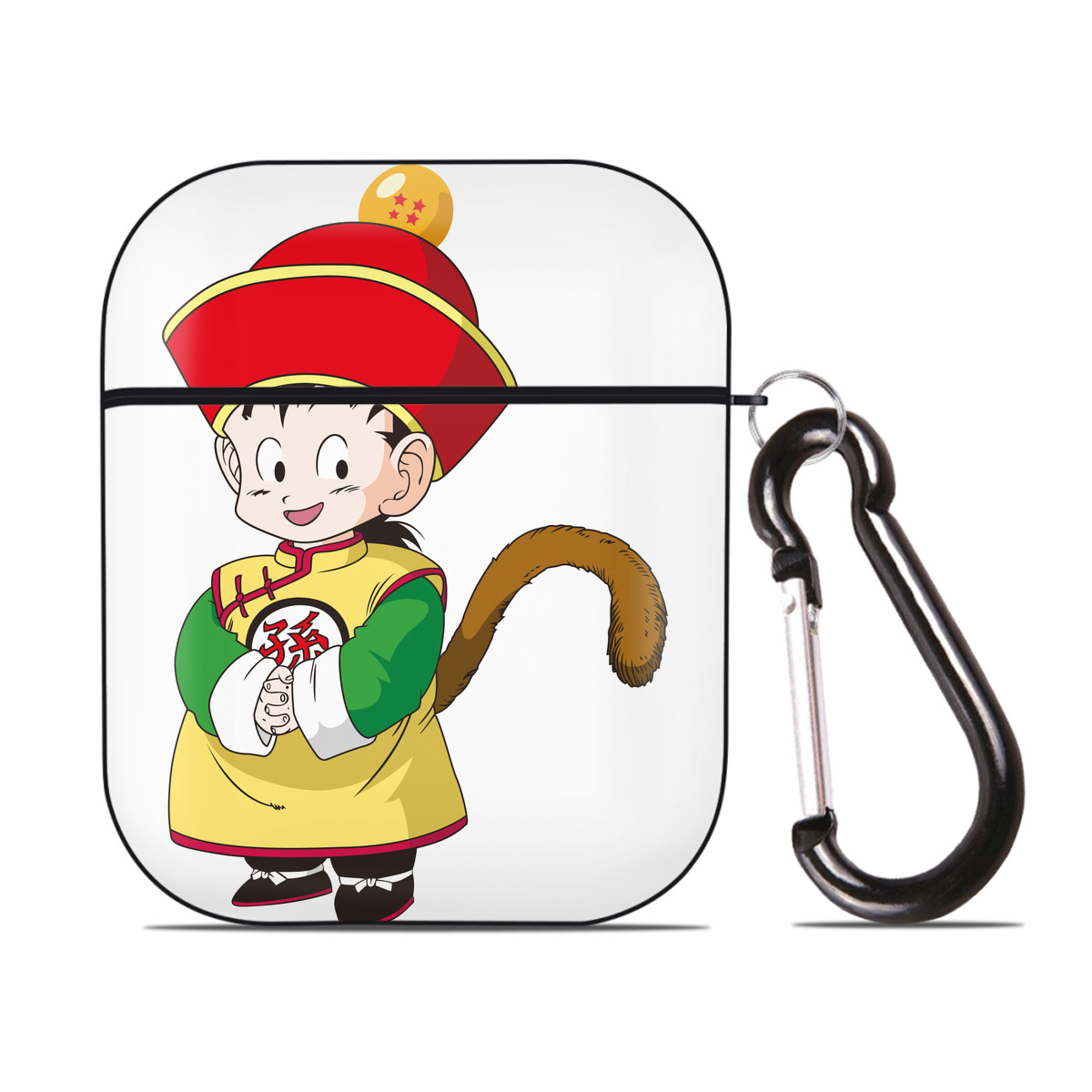 （画像用） ドラゴンボール 孫悟空（そん ごくう）Son Goku カカロット DRAGON BALL Kakarotto AirPods 第2世代保護ケース ハードシェル ブラック 耐衝撃・防指紋・カラビナ付き