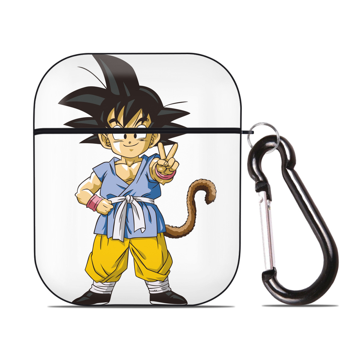 （画像用） ドラゴンボール 孫悟空（そん ごくう）Son Goku カカロット DRAGON BALL Kakarotto AirPods 第2世代保護ケース ハードシェル ブラック 耐衝撃・防指紋・カラビナ付き