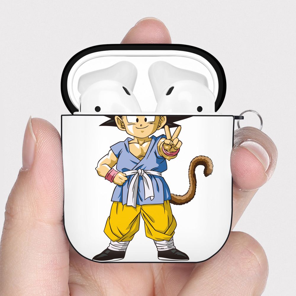 （画像用） ドラゴンボール 孫悟空（そん ごくう）Son Goku カカロット DRAGON BALL Kakarotto AirPods 第2世代保護ケース ハードシェル ブラック 耐衝撃・防指紋・カラビナ付き