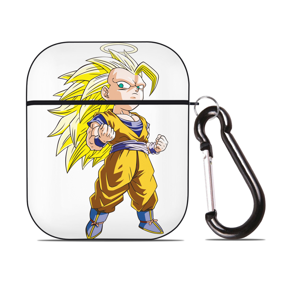 （画像用） ドラゴンボール 孫悟空（そん ごくう）Son Goku カカロット DRAGON BALL Kakarotto AirPods 第2世代保護ケース ハードシェル ブラック 耐衝撃・防指紋・カラビナ付き