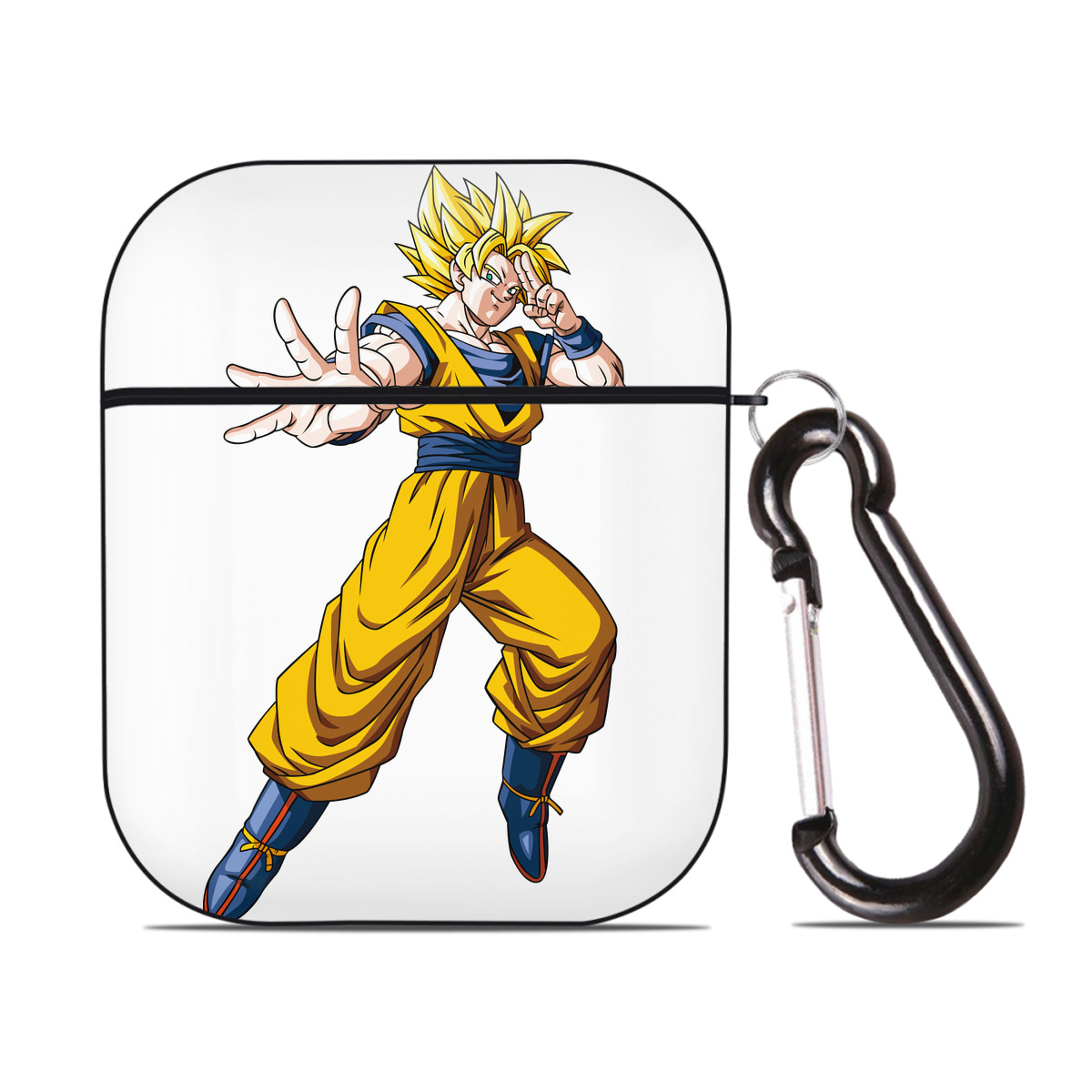 （画像用） ドラゴンボール 孫悟空（そん ごくう）Son Goku カカロット DRAGON BALL Kakarotto AirPods 第2世代保護ケース ハードシェル ブラック 耐衝撃・防指紋・カラビナ付き