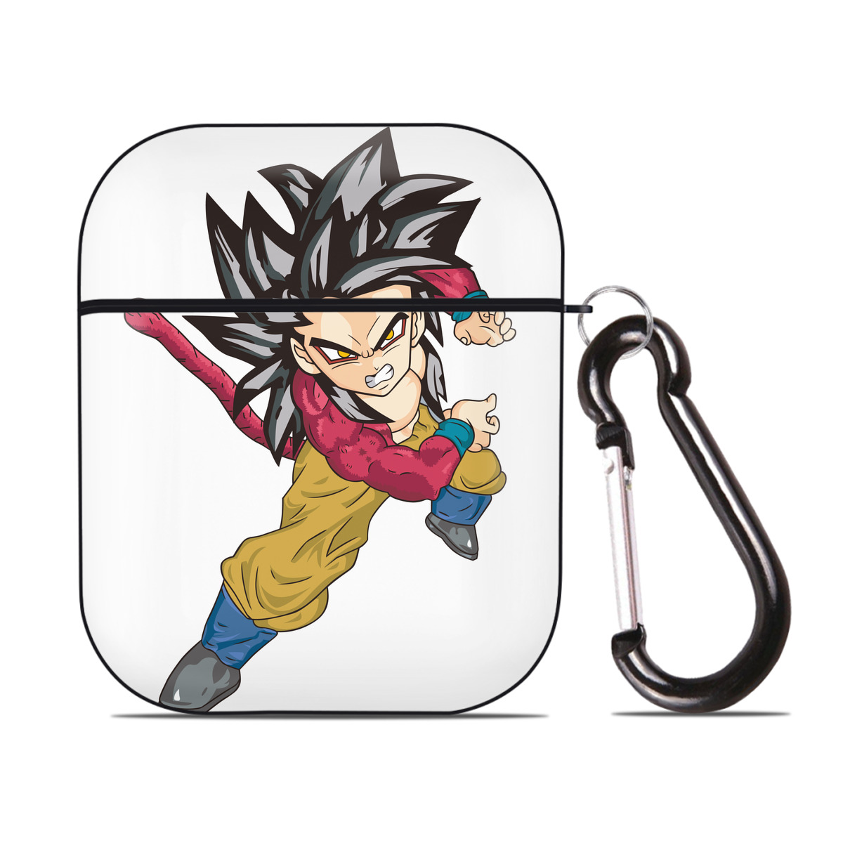 （画像用） ドラゴンボール 孫悟空（そん ごくう）Son Goku カカロット DRAGON BALL Kakarotto AirPods 第2世代保護ケース ハードシェル ブラック 耐衝撃・防指紋・カラビナ付き