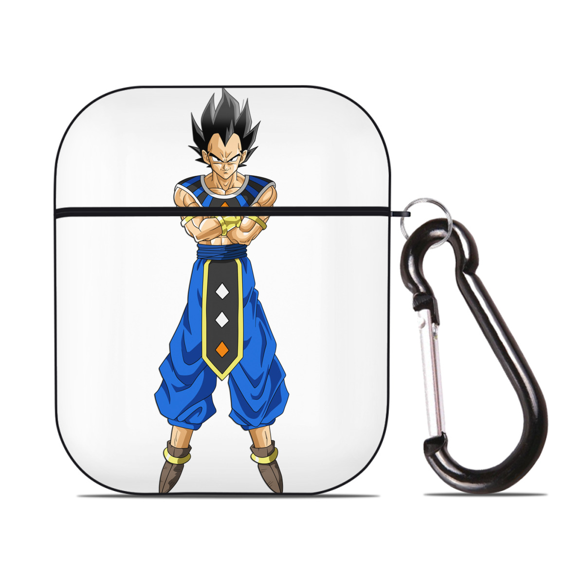 （画像用） ドラゴンボール ベジータ四世（Bejīta Yonsei）DRAGON BALL Vegeta IV AirPods 第2世代保護ケース ハードシェル ブラック 耐衝撃・防指紋・カラビナ付き