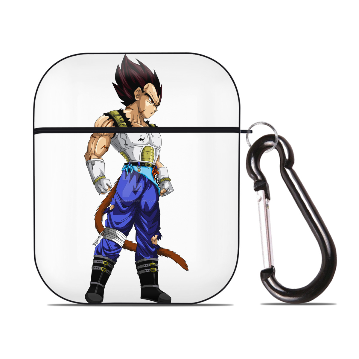 （画像用） ドラゴンボール ベジータ四世（Bejīta Yonsei）DRAGON BALL Vegeta IV AirPods 第2世代保護ケース ハードシェル ブラック 耐衝撃・防指紋・カラビナ付き