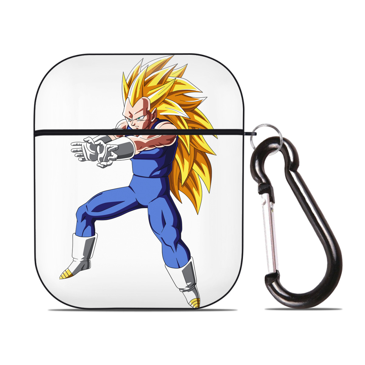 （画像用） ドラゴンボール ベジータ四世（Bejīta Yonsei）DRAGON BALL Vegeta IV AirPods 第2世代保護ケース ハードシェル ブラック 耐衝撃・防指紋・カラビナ付き