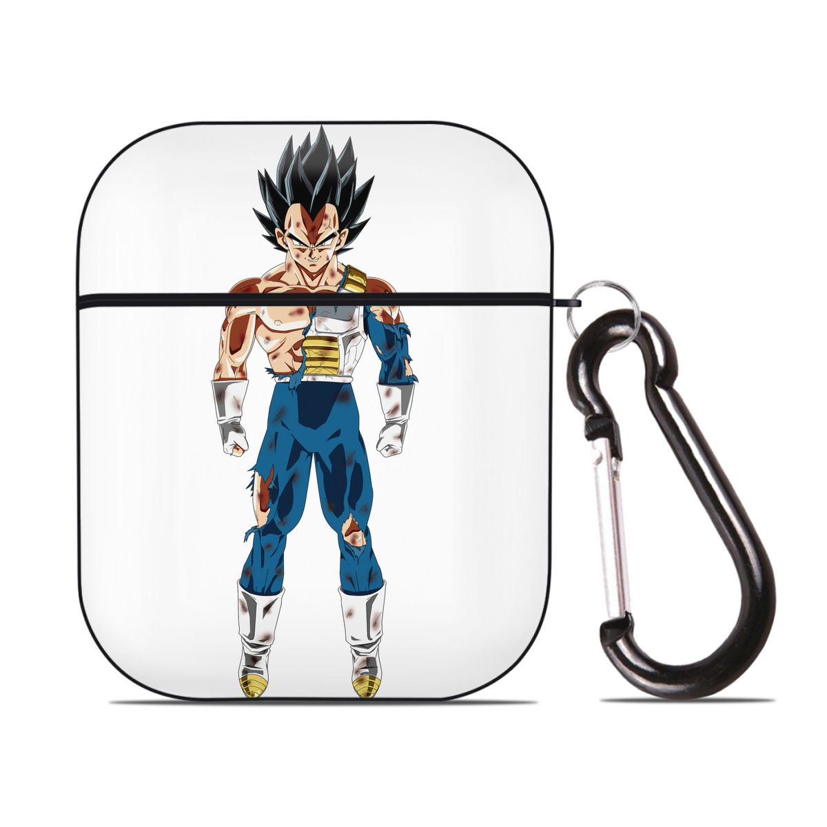 （画像用） ドラゴンボール ベジータ四世（Bejīta Yonsei）DRAGON BALL Vegeta IV AirPods 第2世代保護ケース ハードシェル ブラック 耐衝撃・防指紋・カラビナ付き