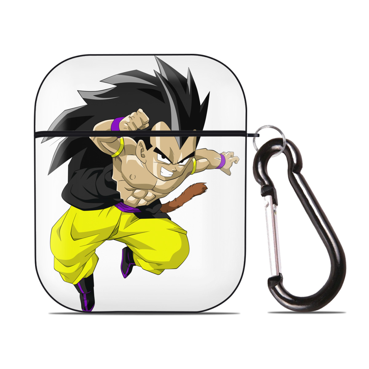 （画像用） ドラゴンボール ベジータ四世（Bejīta Yonsei）DRAGON BALL Vegeta IV AirPods 第2世代保護ケース ハードシェル ブラック 耐衝撃・防指紋・カラビナ付き