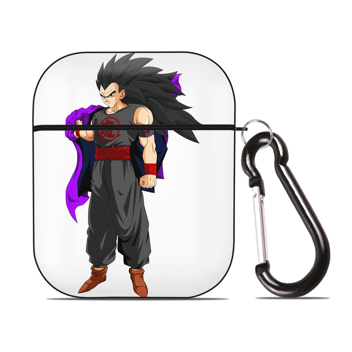 （画像用） ドラゴンボール ベジータ四世（Bejīta Yonsei）DRAGON BALL Vegeta IV AirPods 第2世代保護ケース ハードシェル ブラック 耐衝撃・防指紋・カラビナ付き