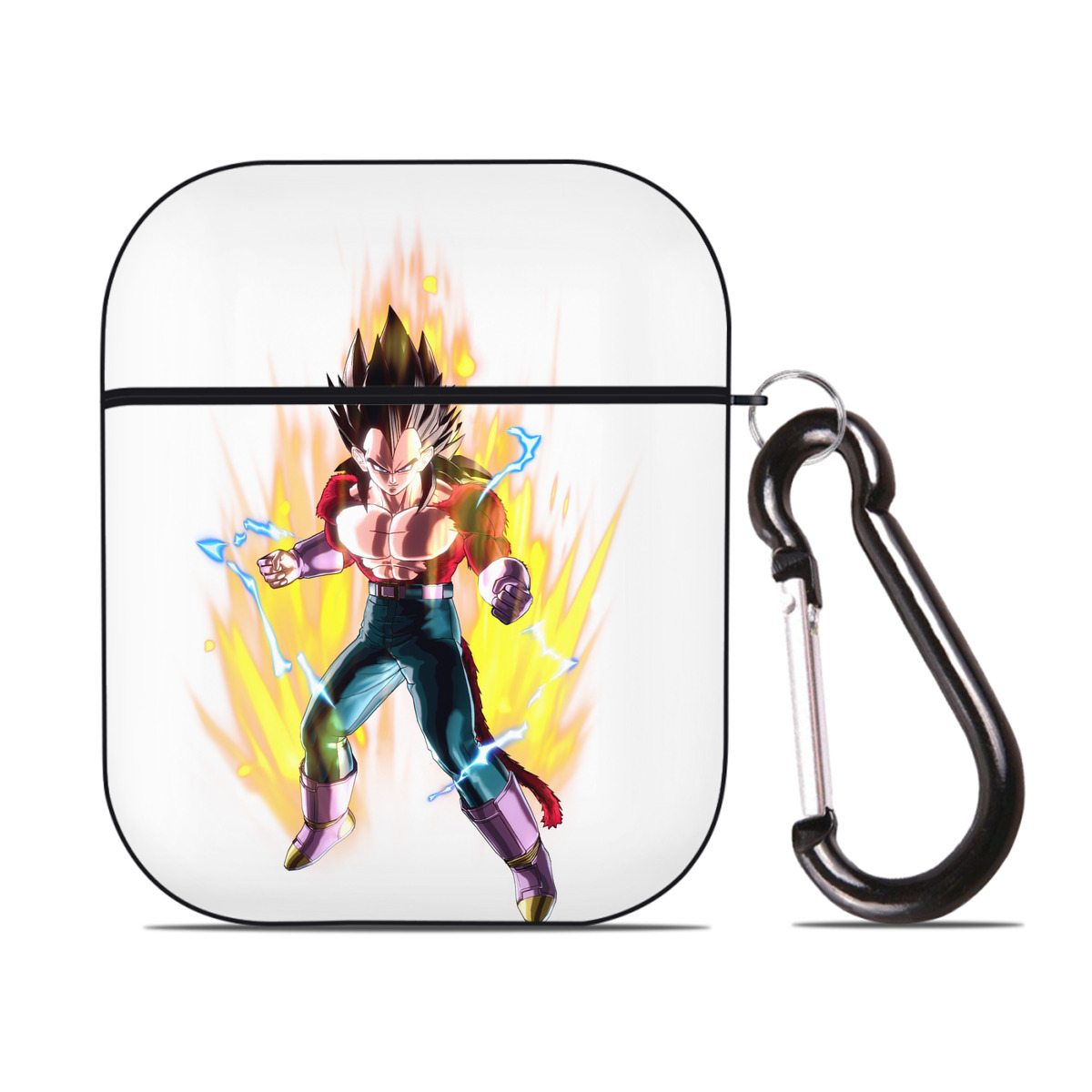 （画像用） ドラゴンボール ベジータ四世（Bejīta Yonsei）DRAGON BALL Vegeta IV AirPods 第2世代保護ケース ハードシェル ブラック 耐衝撃・防指紋・カラビナ付き