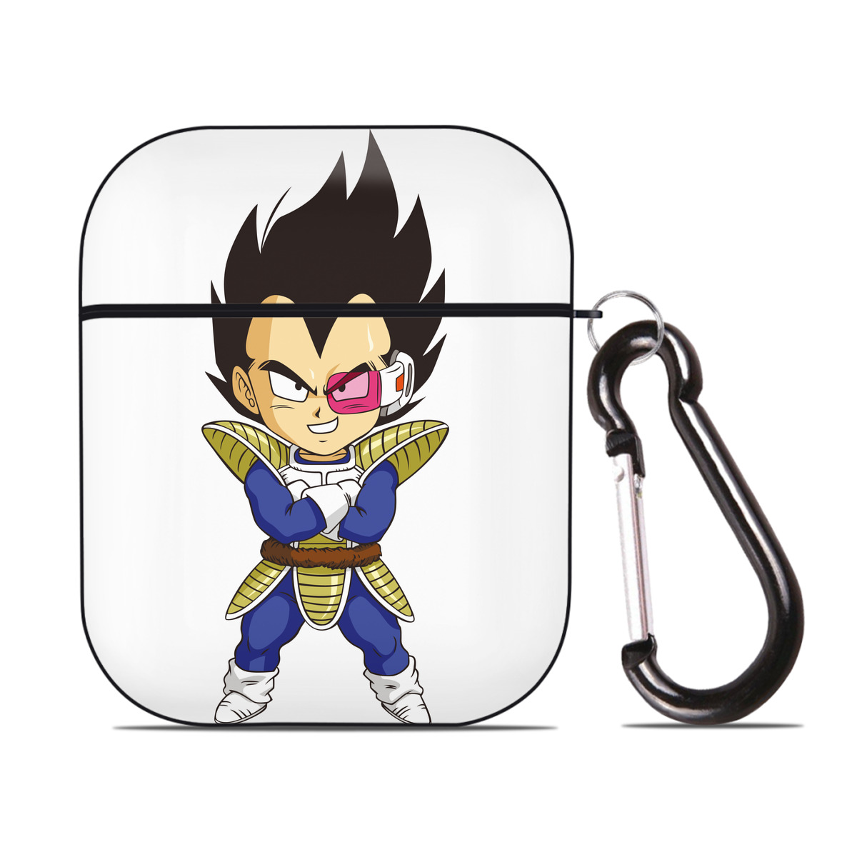 （画像用） ドラゴンボール ベジータ四世（Bejīta Yonsei）DRAGON BALL Vegeta IV AirPods 第2世代保護ケース ハードシェル ブラック 耐衝撃・防指紋・カラビナ付き
