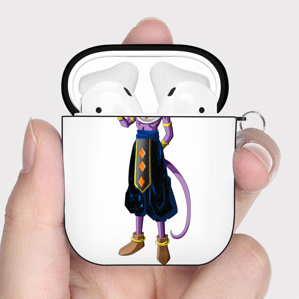 （画像用） ドラゴンボール ビルス 破壊神ビルス DRAGON BALL Beerus Birusu AirPods 第2世代保護ケース ハードシェル ブラック 耐衝撃・防指紋・カラビナ付き