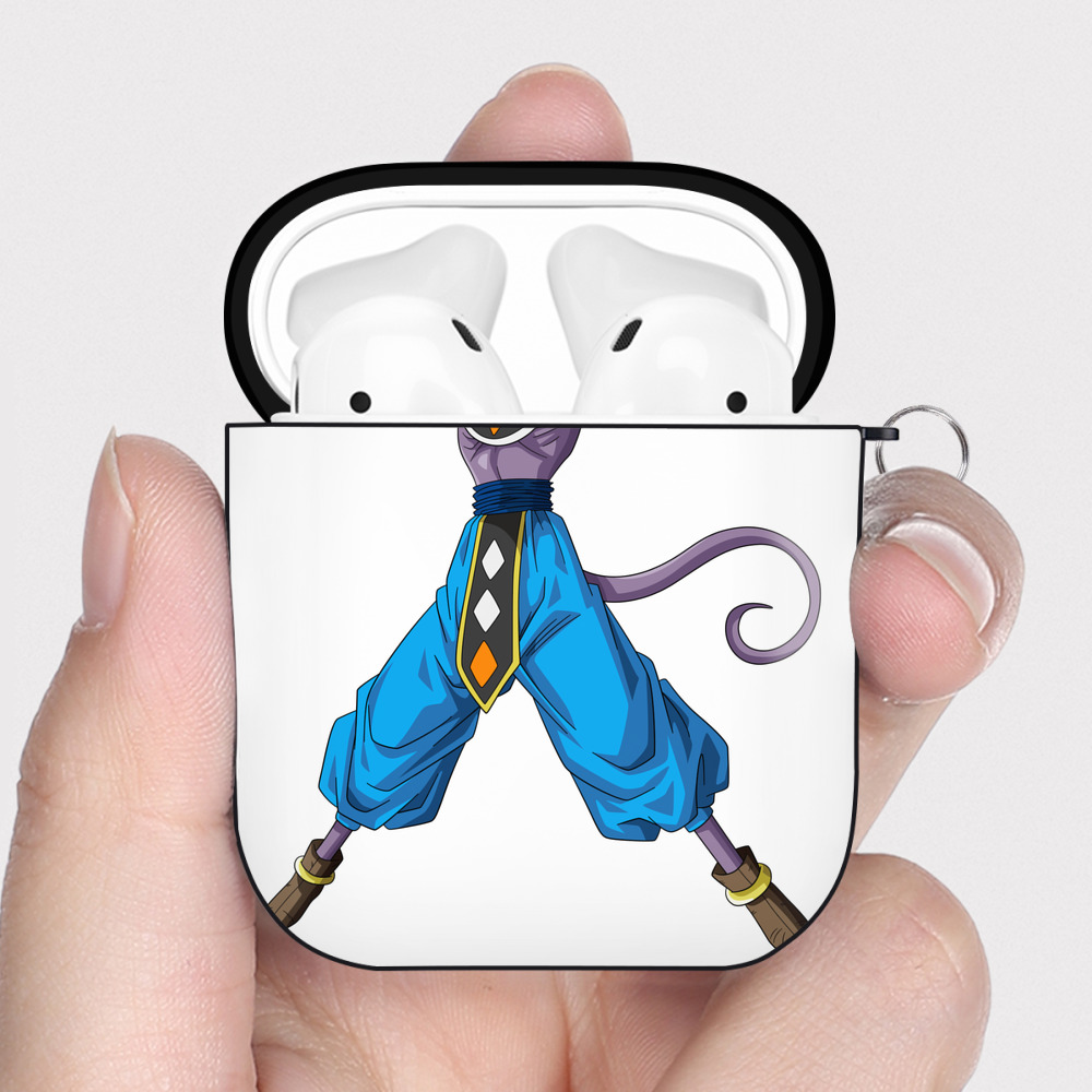（画像用） ドラゴンボール ビルス 破壊神ビルス DRAGON BALL Beerus Birusu AirPods 第2世代保護ケース ハードシェル ブラック 耐衝撃・防指紋・カラビナ付き