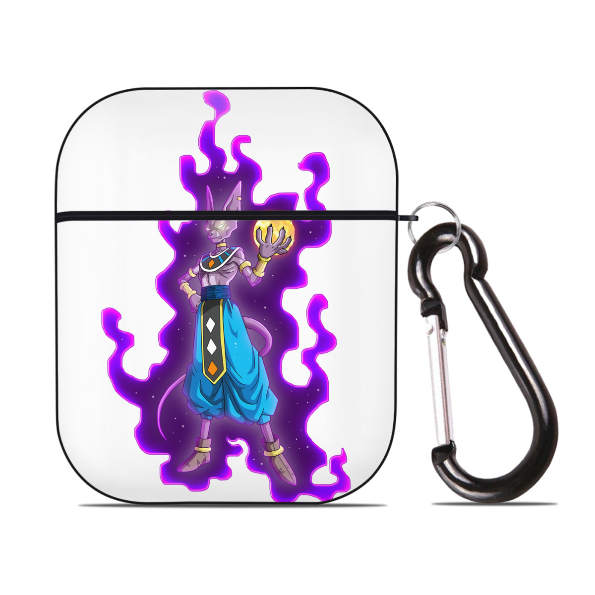 （画像用） ドラゴンボール ビルス 破壊神ビルス DRAGON BALL Beerus Birusu AirPods 第2世代保護ケース ハードシェル ブラック 耐衝撃・防指紋・カラビナ付き