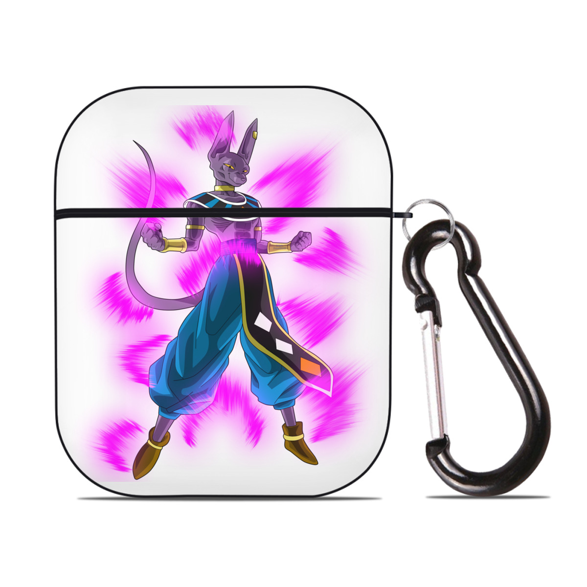 （画像用） ドラゴンボール ビルス 破壊神ビルス DRAGON BALL Beerus Birusu AirPods 第2世代保護ケース ハードシェル ブラック 耐衝撃・防指紋・カラビナ付き