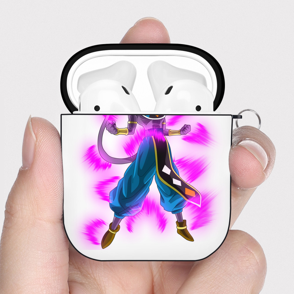 （画像用） ドラゴンボール ビルス 破壊神ビルス DRAGON BALL Beerus Birusu AirPods 第2世代保護ケース ハードシェル ブラック 耐衝撃・防指紋・カラビナ付き