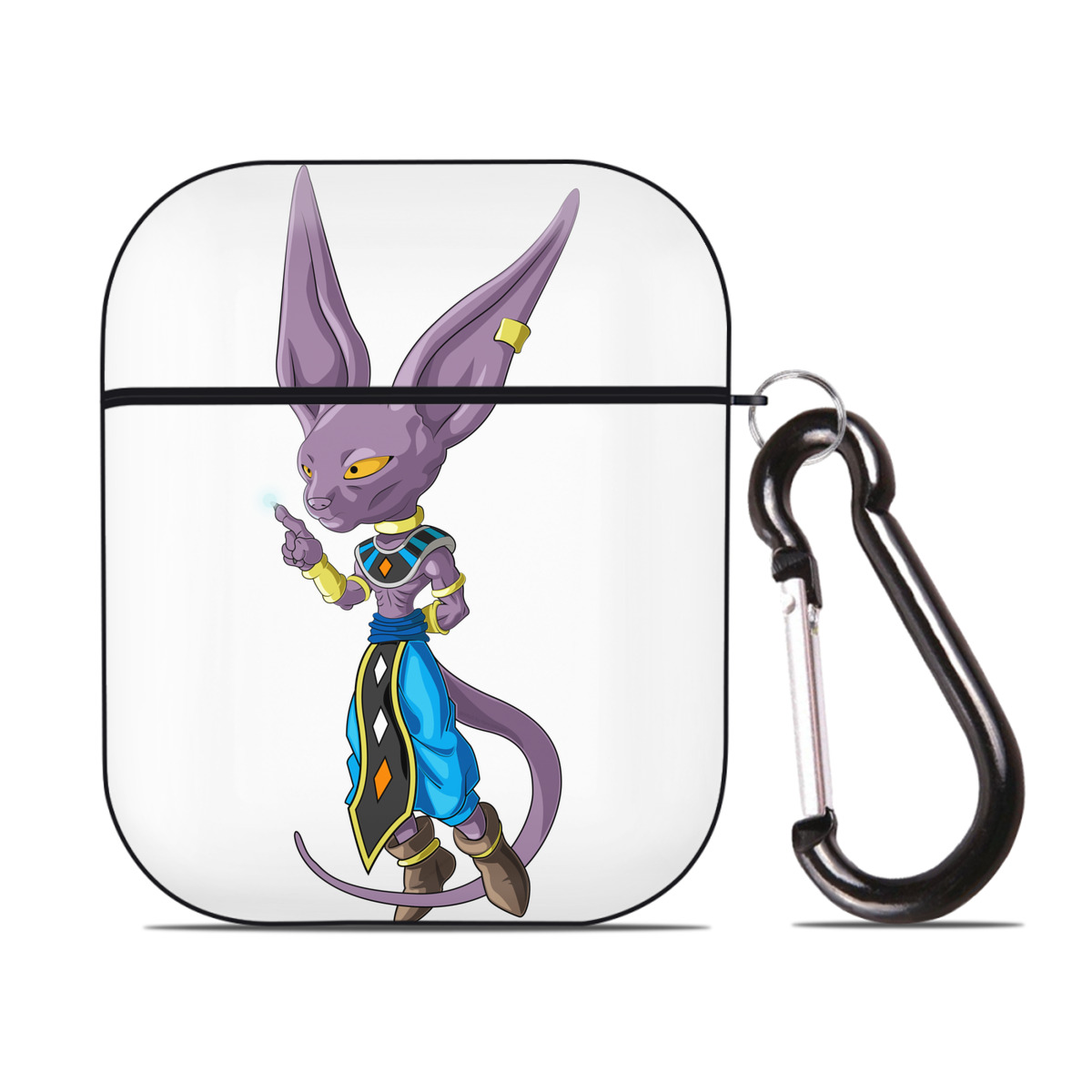 （画像用） ドラゴンボール ビルス 破壊神ビルス DRAGON BALL Beerus Birusu AirPods 第2世代保護ケース ハードシェル ブラック 耐衝撃・防指紋・カラビナ付き