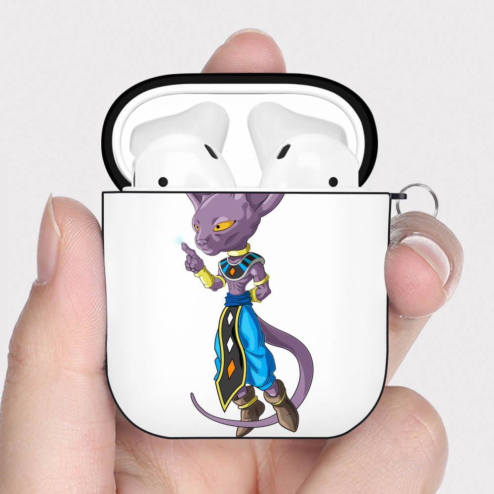 （画像用） ドラゴンボール ビルス 破壊神ビルス DRAGON BALL Beerus Birusu AirPods 第2世代保護ケース ハードシェル ブラック 耐衝撃・防指紋・カラビナ付き