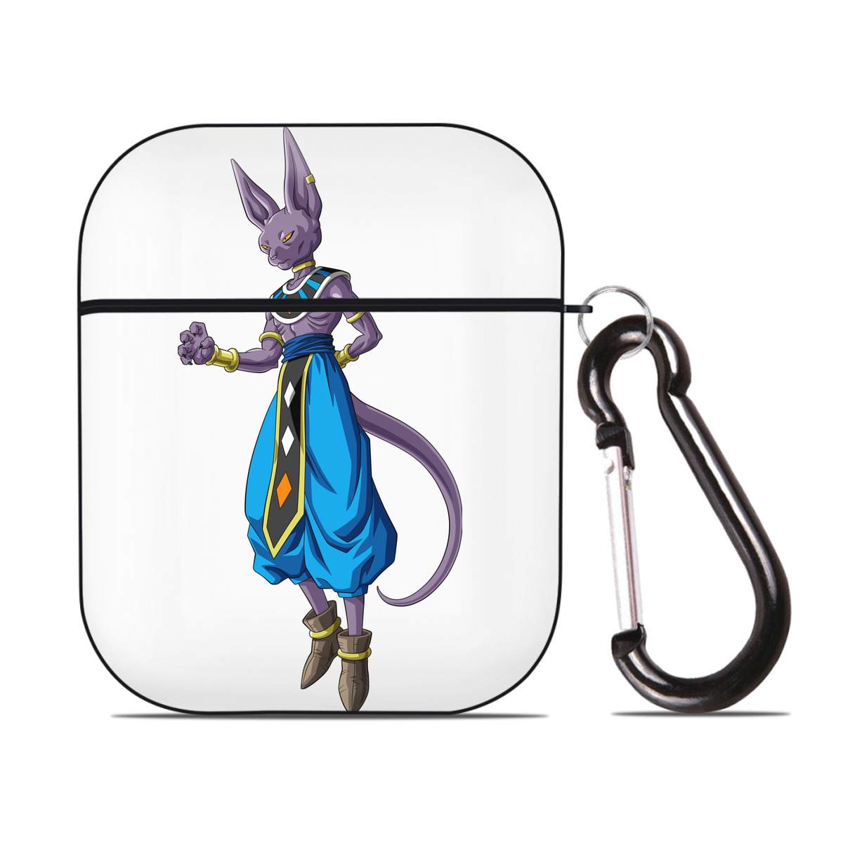 （画像用） ドラゴンボール ビルス 破壊神ビルス DRAGON BALL Beerus Birusu AirPods 第2世代保護ケース ハードシェル ブラック 耐衝撃・防指紋・カラビナ付き