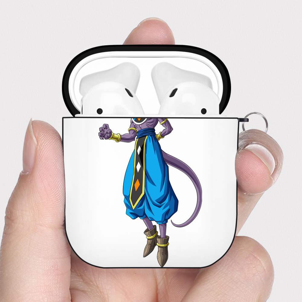 （画像用） ドラゴンボール ビルス 破壊神ビルス DRAGON BALL Beerus Birusu AirPods 第2世代保護ケース ハードシェル ブラック 耐衝撃・防指紋・カラビナ付き