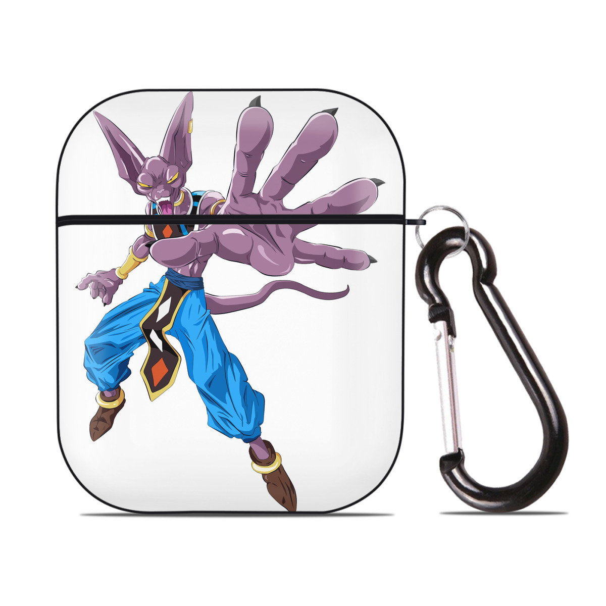 （画像用） ドラゴンボール ビルス 破壊神ビルス DRAGON BALL Beerus Birusu AirPods 第2世代保護ケース ハードシェル ブラック 耐衝撃・防指紋・カラビナ付き