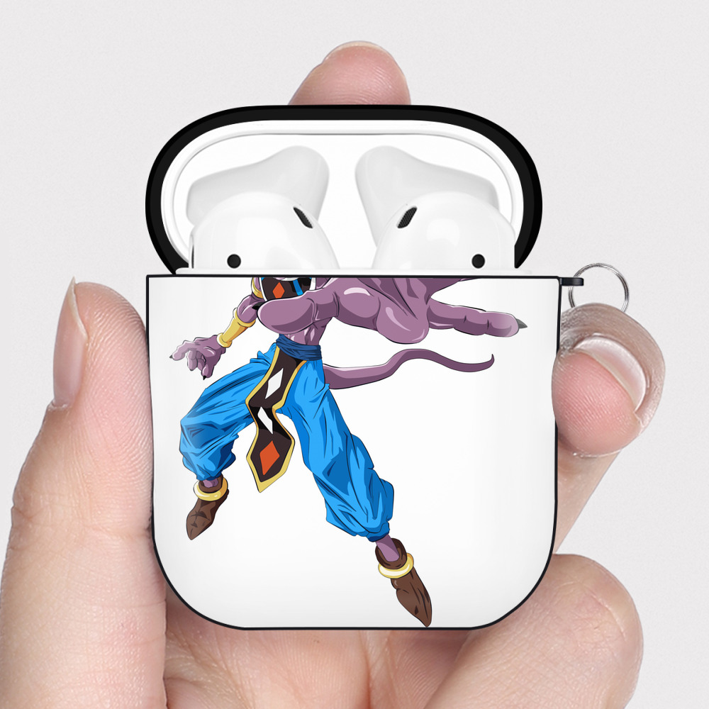 （画像用） ドラゴンボール ビルス 破壊神ビルス DRAGON BALL Beerus Birusu AirPods 第2世代保護ケース ハードシェル ブラック 耐衝撃・防指紋・カラビナ付き
