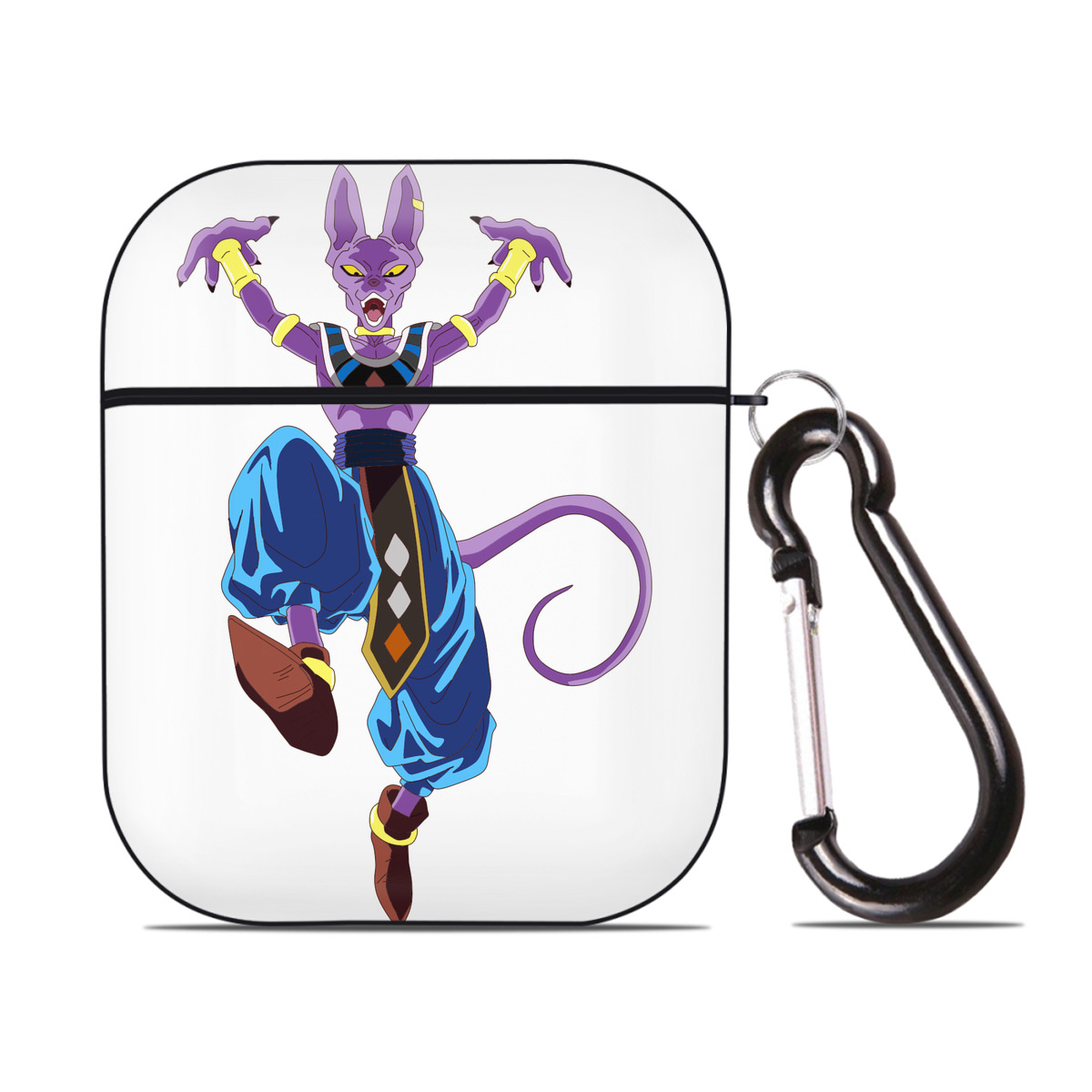 （画像用） ドラゴンボール ビルス 破壊神ビルス DRAGON BALL Beerus Birusu AirPods 第2世代保護ケース ハードシェル ブラック 耐衝撃・防指紋・カラビナ付き