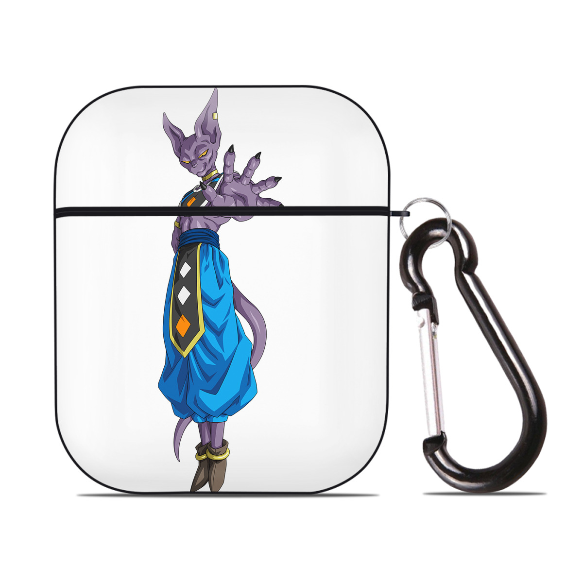 （画像用） ドラゴンボール ビルス 破壊神ビルス DRAGON BALL Beerus Birusu AirPods 第2世代保護ケース ハードシェル ブラック 耐衝撃・防指紋・カラビナ付き