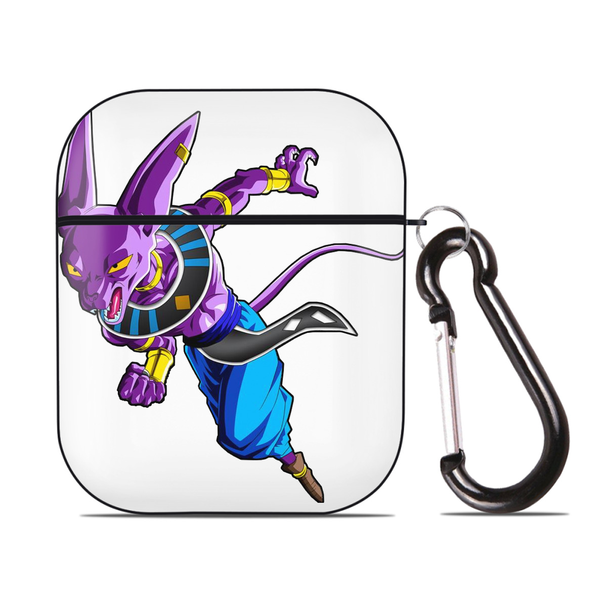（画像用） ドラゴンボール ビルス 破壊神ビルス DRAGON BALL Beerus Birusu AirPods 第2世代保護ケース ハードシェル ブラック 耐衝撃・防指紋・カラビナ付き