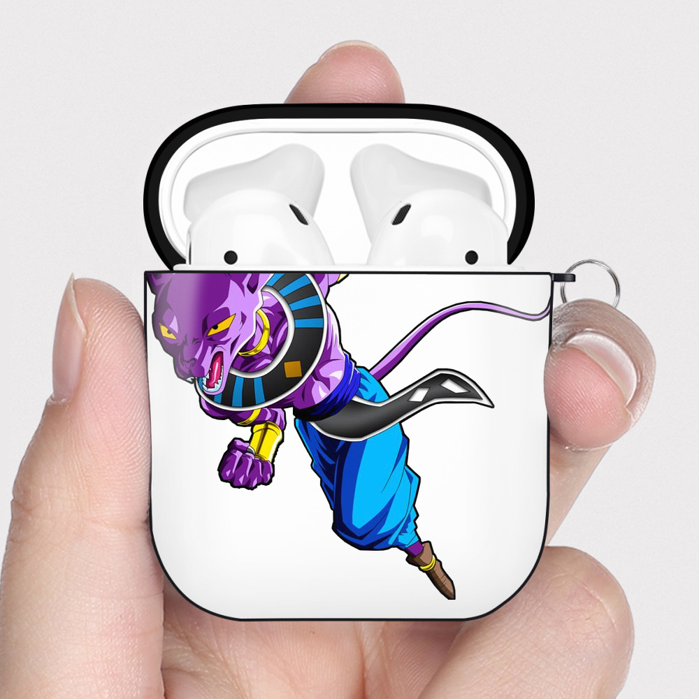 （画像用） ドラゴンボール ビルス 破壊神ビルス DRAGON BALL Beerus Birusu AirPods 第2世代保護ケース ハードシェル ブラック 耐衝撃・防指紋・カラビナ付き