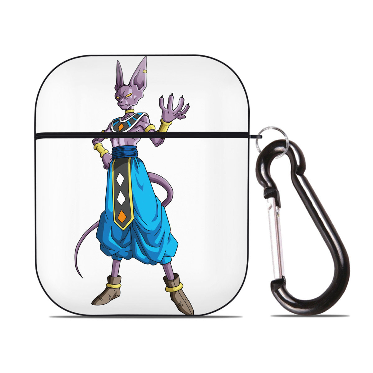 （画像用） ドラゴンボール ビルス 破壊神ビルス DRAGON BALL Beerus Birusu AirPods 第2世代保護ケース ハードシェル ブラック 耐衝撃・防指紋・カラビナ付き