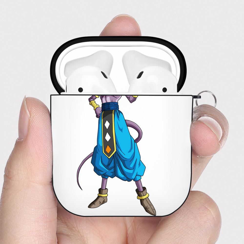（画像用） ドラゴンボール ビルス 破壊神ビルス DRAGON BALL Beerus Birusu AirPods 第2世代保護ケース ハードシェル ブラック 耐衝撃・防指紋・カラビナ付き