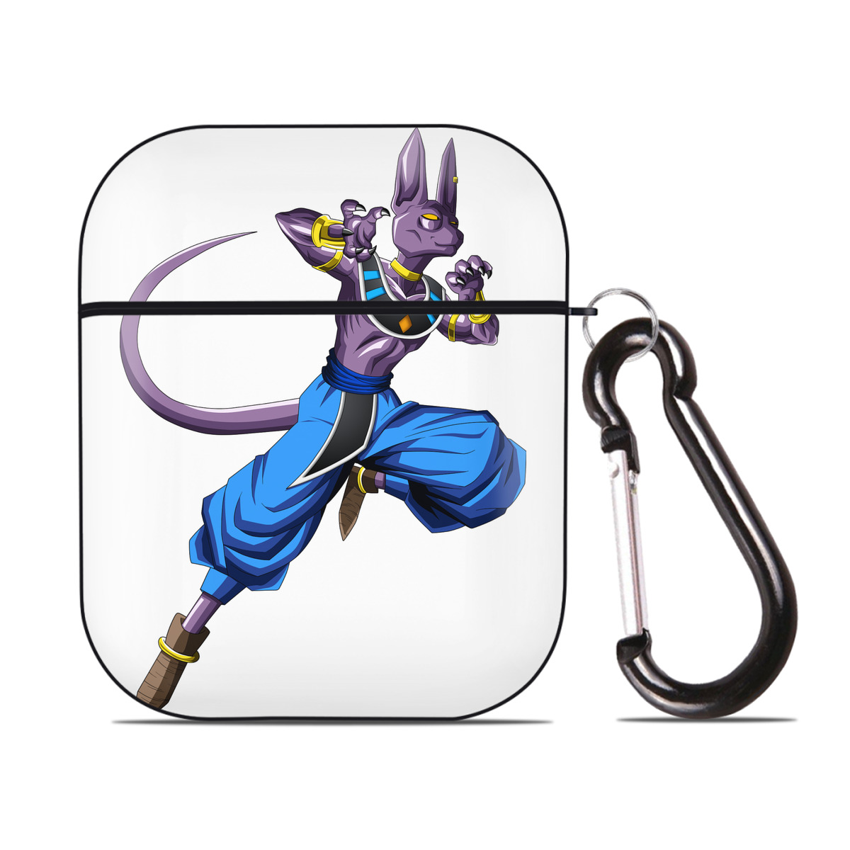 （画像用） ドラゴンボール ビルス 破壊神ビルス DRAGON BALL Beerus Birusu AirPods 第2世代保護ケース ハードシェル ブラック 耐衝撃・防指紋・カラビナ付き