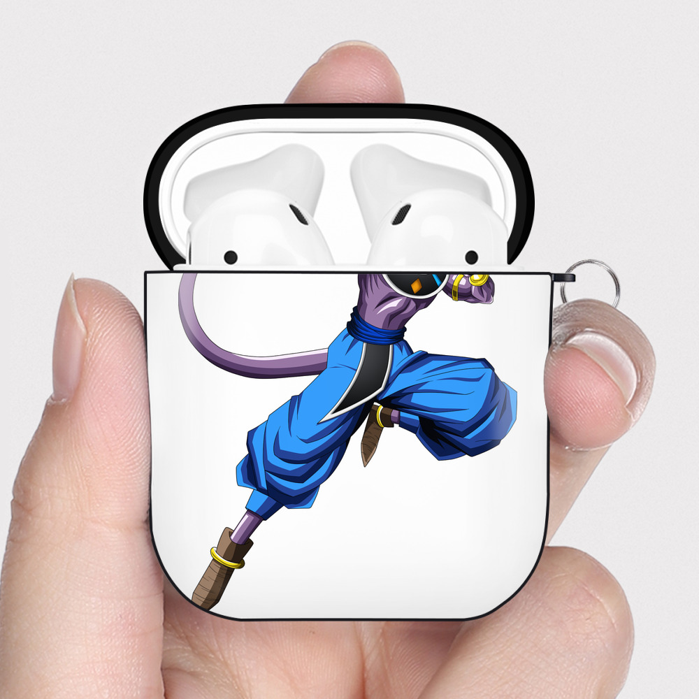 （画像用） ドラゴンボール ビルス 破壊神ビルス DRAGON BALL Beerus Birusu AirPods 第2世代保護ケース ハードシェル ブラック 耐衝撃・防指紋・カラビナ付き