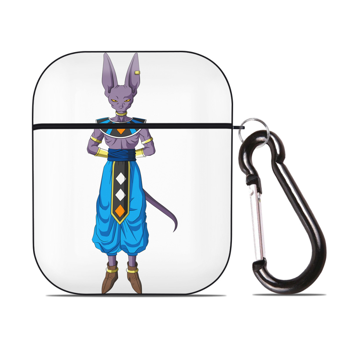 （画像用） ドラゴンボール ビルス 破壊神ビルス DRAGON BALL Beerus Birusu AirPods 第2世代保護ケース ハードシェル ブラック 耐衝撃・防指紋・カラビナ付き