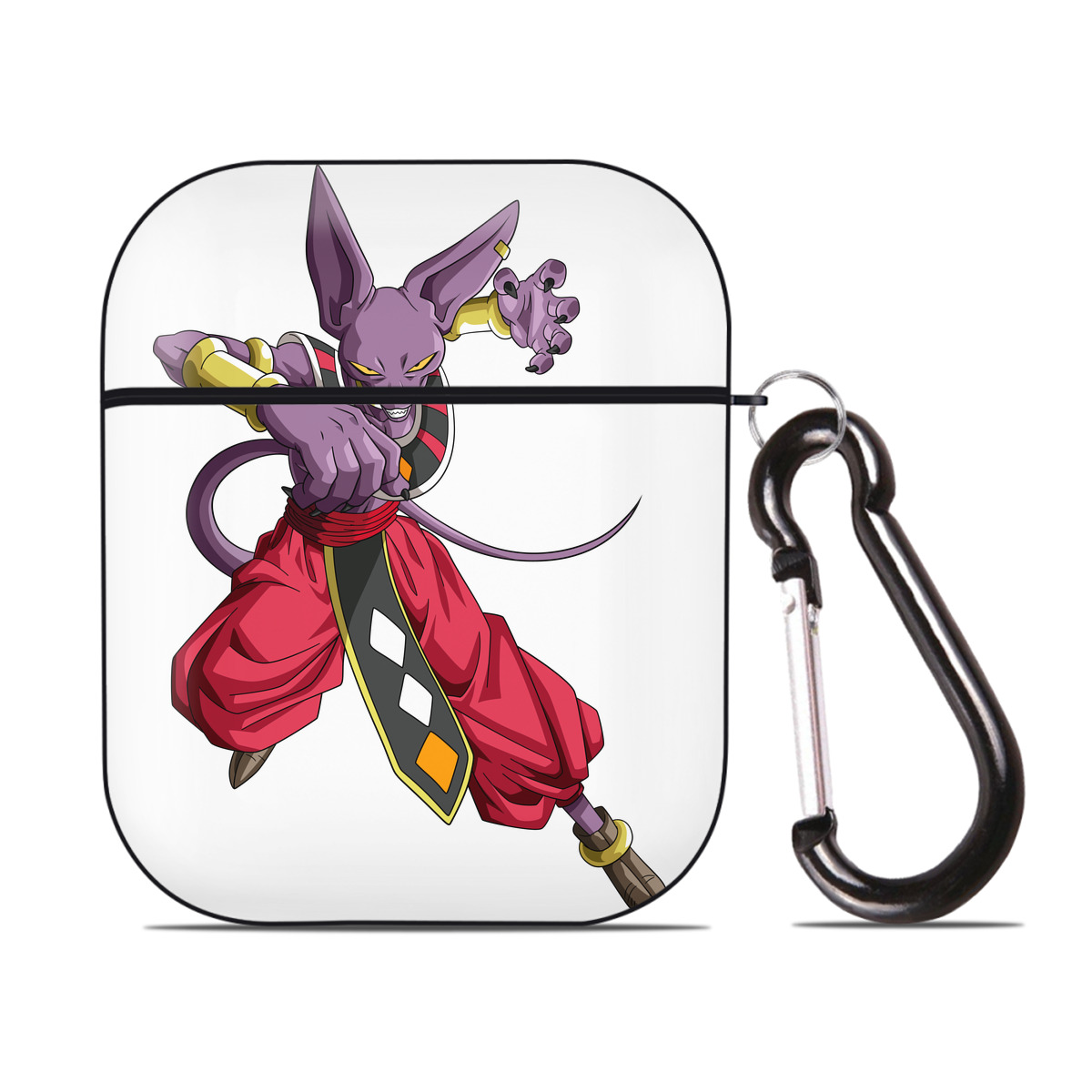 （画像用） ドラゴンボール ビルス 破壊神ビルス DRAGON BALL Beerus Birusu AirPods 第2世代保護ケース ハードシェル ブラック 耐衝撃・防指紋・カラビナ付き