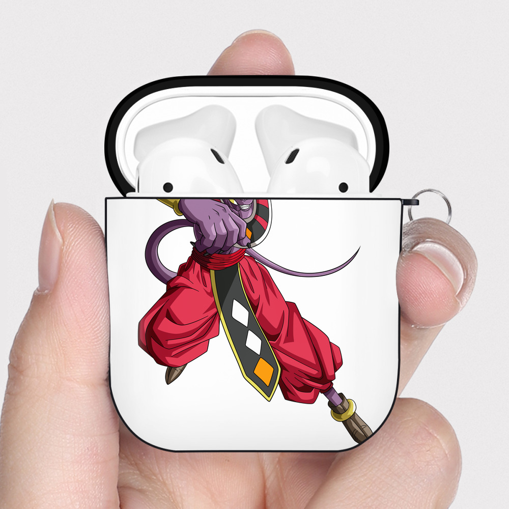 （画像用） ドラゴンボール ビルス 破壊神ビルス DRAGON BALL Beerus Birusu AirPods 第2世代保護ケース ハードシェル ブラック 耐衝撃・防指紋・カラビナ付き