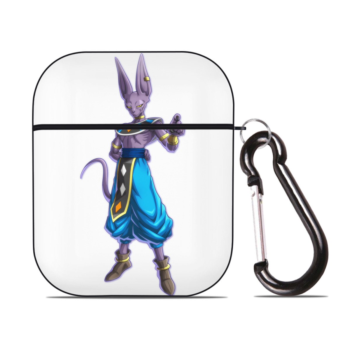 （画像用） ドラゴンボール ビルス 破壊神ビルス DRAGON BALL Beerus Birusu AirPods 第2世代保護ケース ハードシェル ブラック 耐衝撃・防指紋・カラビナ付き