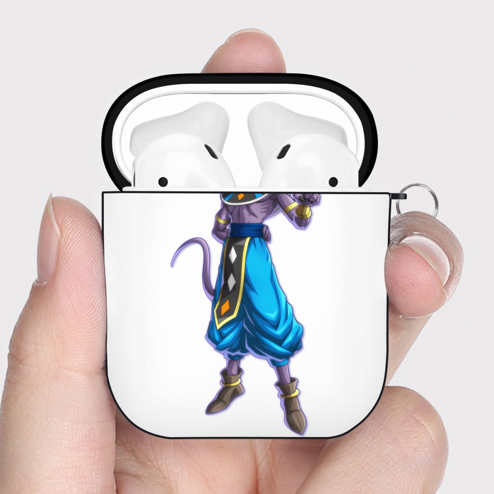（画像用） ドラゴンボール ビルス 破壊神ビルス DRAGON BALL Beerus Birusu AirPods 第2世代保護ケース ハードシェル ブラック 耐衝撃・防指紋・カラビナ付き