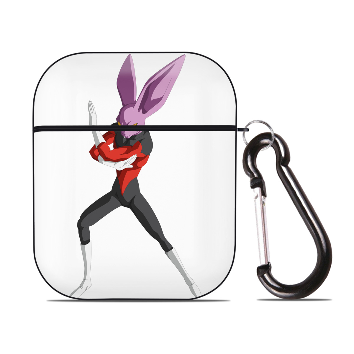 （画像用） ドラゴンボール ビルス 破壊神ビルス DRAGON BALL Beerus Birusu AirPods 第2世代保護ケース ハードシェル ブラック 耐衝撃・防指紋・カラビナ付き