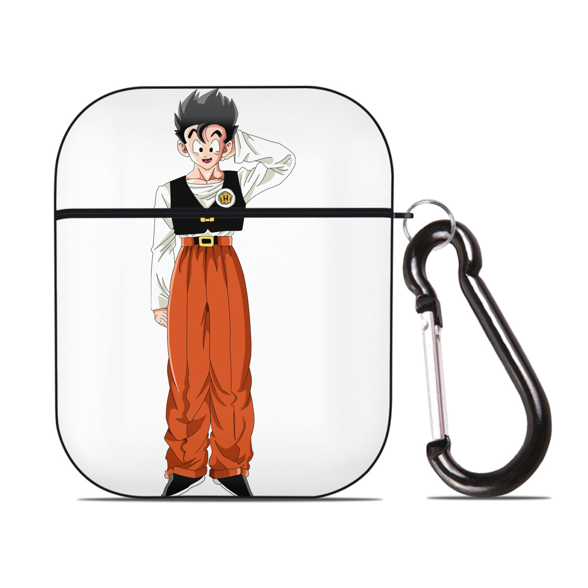（画像用） ドラゴンボール 孫 悟飯（そんごはん）DRAGON BALL Son Gohan AirPods 第2世代保護ケース ハードシェル ブラック 耐衝撃・防指紋・カラビナ付き