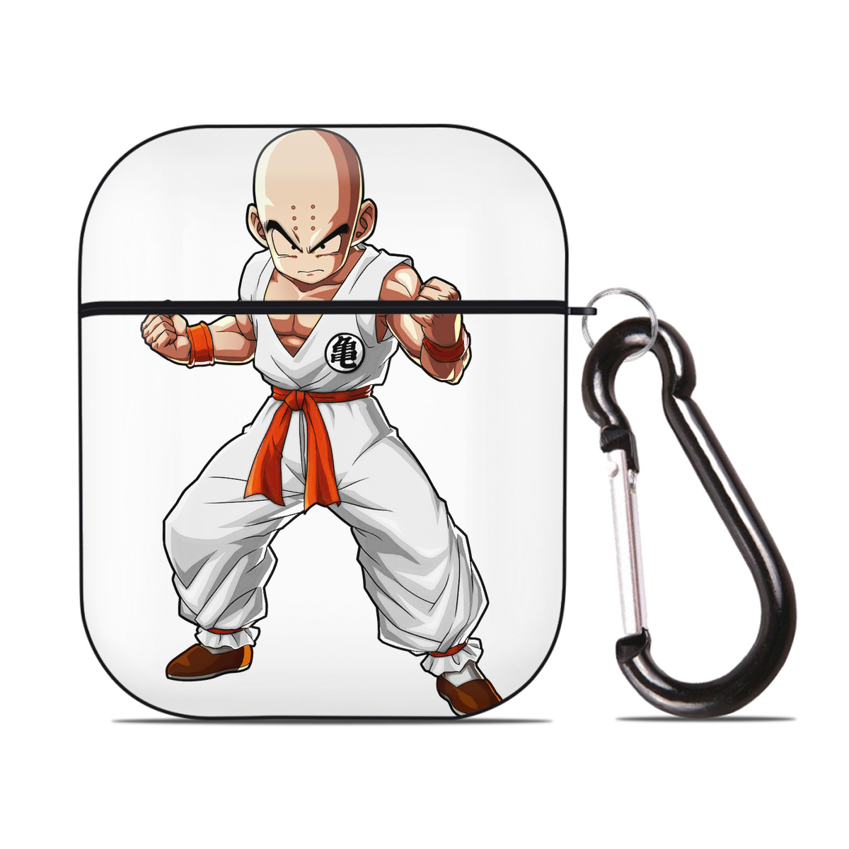 （画像用） ドラゴンボール クリリン DRAGON BALL krillin AirPods 第2世代保護ケース ハードシェル ブラック 耐衝撃・防指紋・カラビナ付き