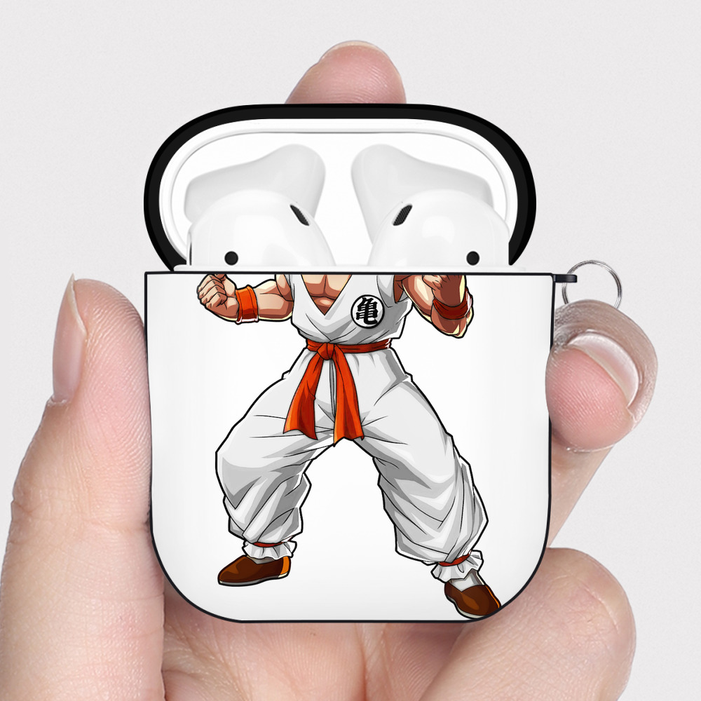 （画像用） ドラゴンボール クリリン DRAGON BALL krillin AirPods 第2世代保護ケース ハードシェル ブラック 耐衝撃・防指紋・カラビナ付き