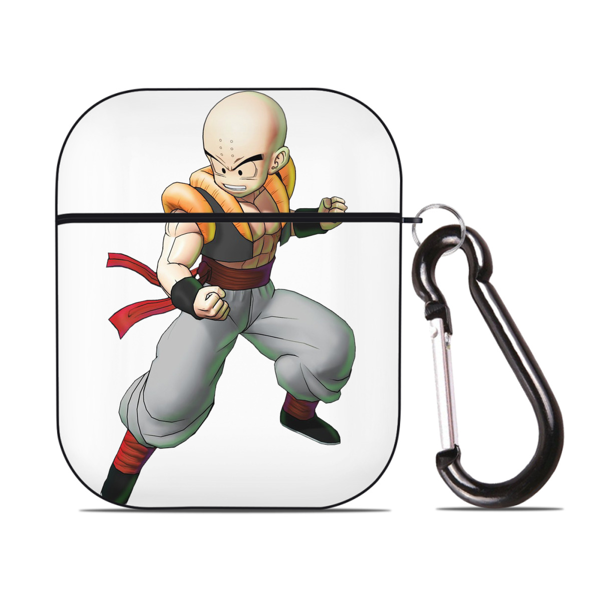 （画像用） ドラゴンボール クリリン DRAGON BALL krillin AirPods 第2世代保護ケース ハードシェル ブラック 耐衝撃・防指紋・カラビナ付き