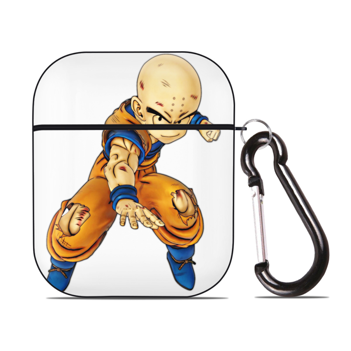 （画像用） ドラゴンボール クリリン DRAGON BALL krillin AirPods 第2世代保護ケース ハードシェル ブラック 耐衝撃・防指紋・カラビナ付き