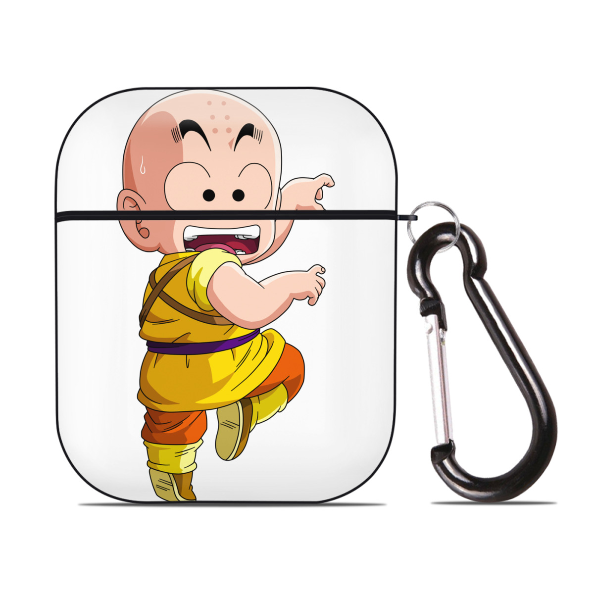 （画像用） ドラゴンボール クリリン DRAGON BALL krillin AirPods 第2世代保護ケース ハードシェル ブラック 耐衝撃・防指紋・カラビナ付き